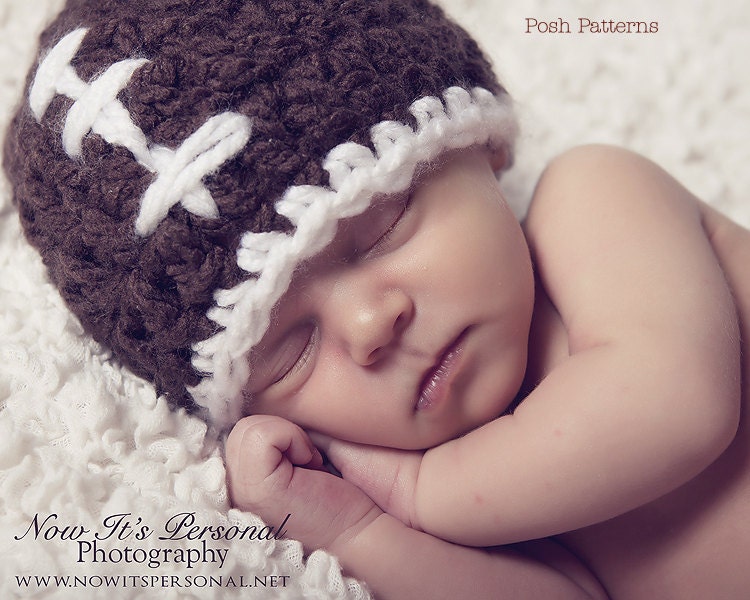 Crochet Hat PATTERN - Baby Football Beanie Crochet Pattern - Instant Download PDF 162 - Newborn to Adult - Photo Prop Pattern