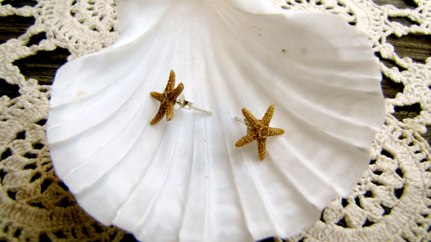 Mermaid Genuine Starfish on Sterling Silver Post Earrings
