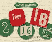 Christmas Advent Calendar Digital Collage Sheets- Two Sheets of Hang Tags - Printable Download