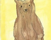 Grizzly Bear Drawing Print - Part of Woodland Set