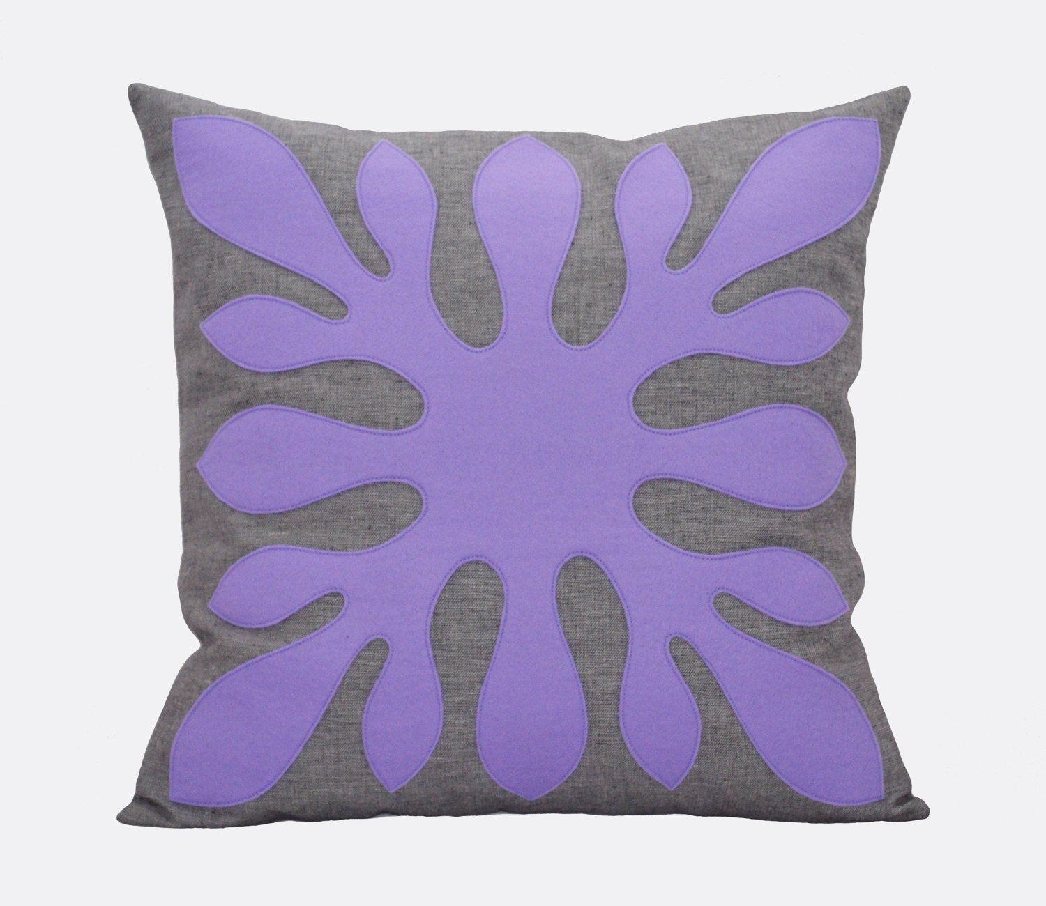 Purple Pillow - Grey Purple Decorative Hawaiian Pillow Cover  - Aoha - 18x18 inches, Charcoal, Modern Contemporary Pillow, Made To Order