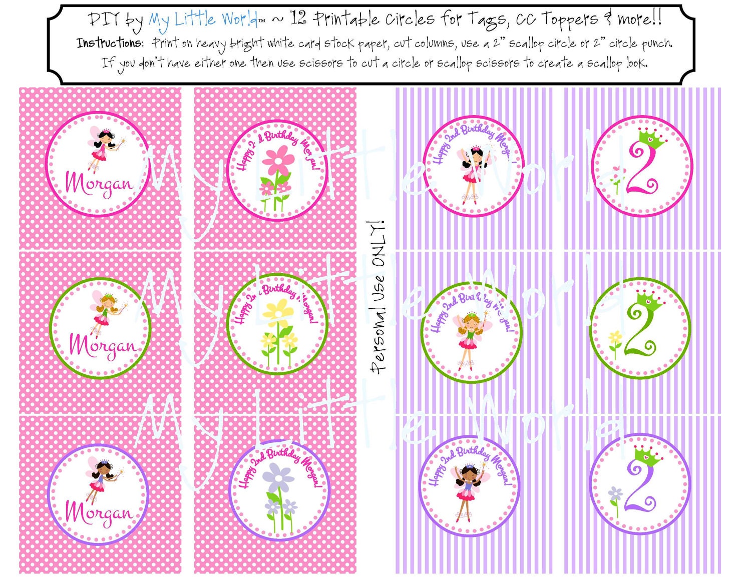 Fairy Cupcake Toppers or party circles, DIY PRINTABLE Il_570xn