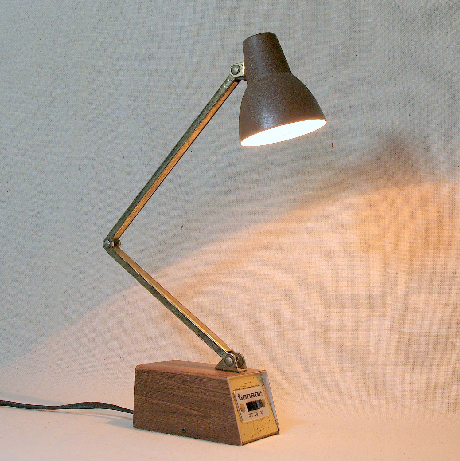 INDUSTRIAL STEEL LAMP Vintage Mid Century Adjustable Arm Desk Lamp by Tensor Retro Office Decor Small Portable Task Light