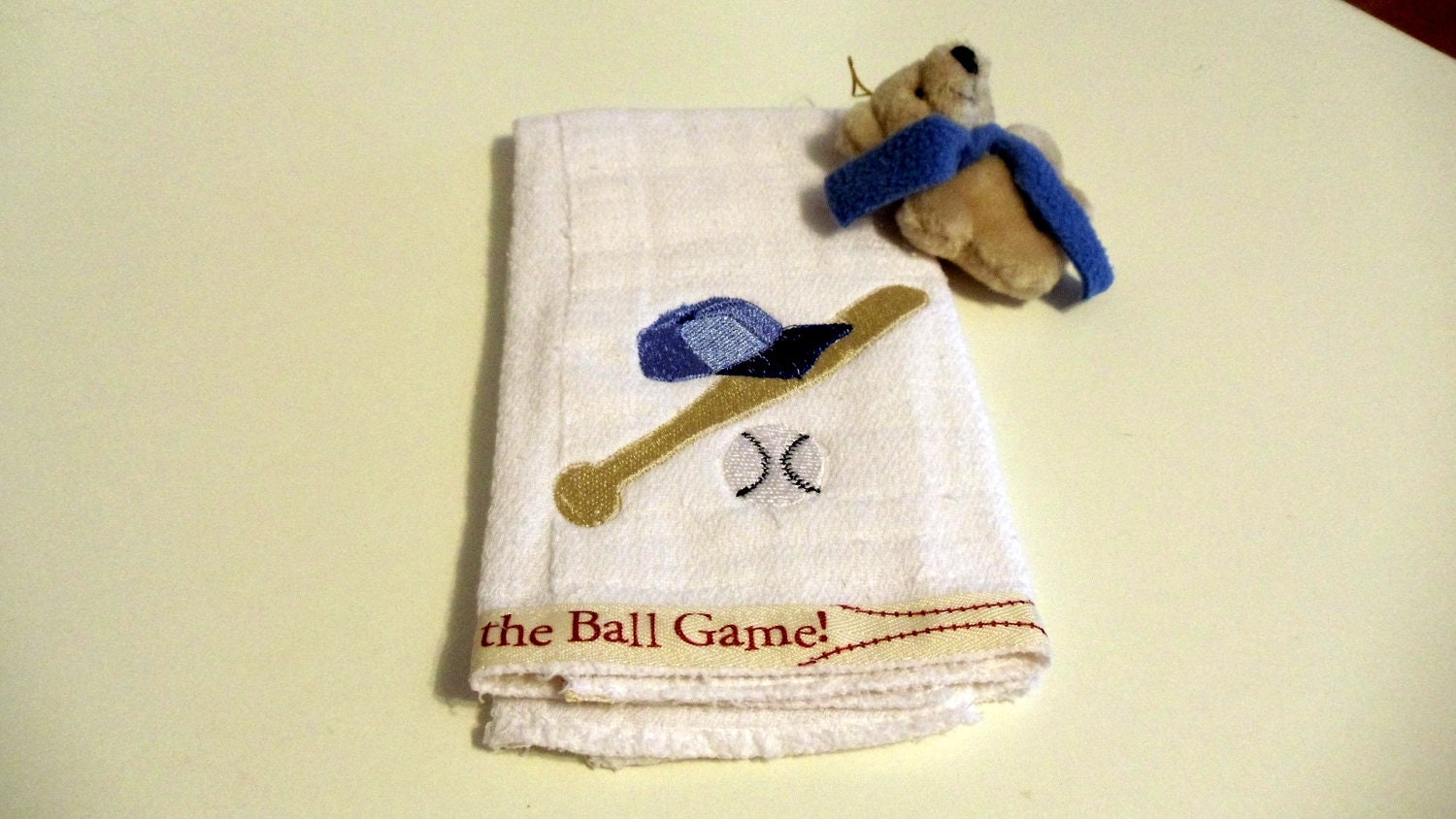 Embroidery Baby burp cloth Bib Little Baseball Slugger