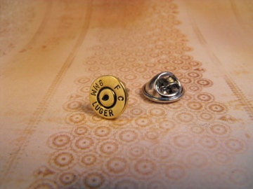 Lapel pin hat pin 9mm luger bullet casing