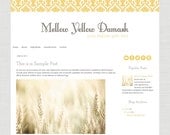 Premade Blogger Template: Mellow Yellow Damask (Instant Download)