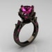 Modern Antique 14K Black Gold 3.0 Carat Pink Sapphire Solitaire Wedding Ring R214-14KBGPS