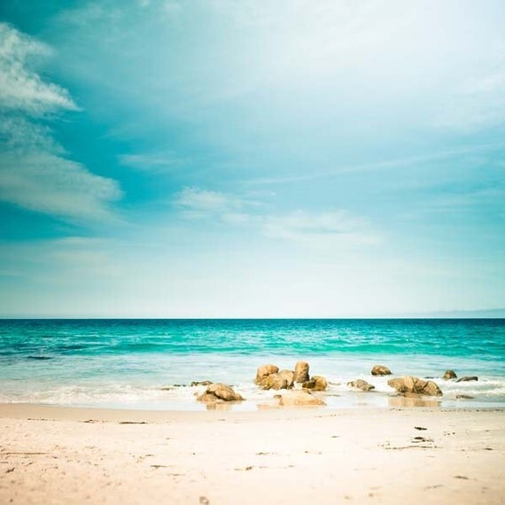 Ocean photography - waves surf ocean summer 5x5 fine art photo photography -  beach print nature photography teal blue sand