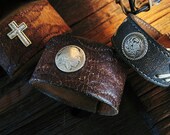 Custom Made to order Snap cuff wrist bracelets from 60's and 70's vintage belts and tooled leather belts