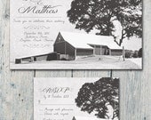 Romantic Winter Cottage - Wedding Invitation and Reply Card Set - Wedding Stationery