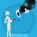 Portal illustration retro print A3 poster Portal GLaDOS and Chell