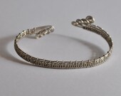 Wire Wrapped Bangle Bracelet, Adjustable, Nickle Silver
