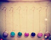 Dangle Earrings  fall fashion statement gemstone  SINGLE SUPER LONG earring colorful jade stone gold frame gemstone earrings israel jewelry