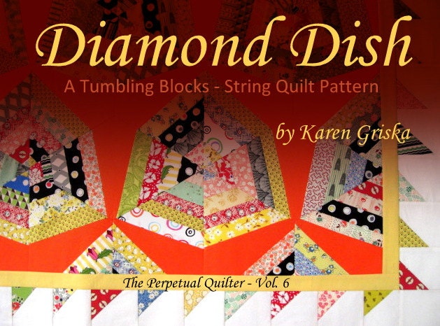 DiamondDish String Quilt Pattern, PDF Quilt Pattern, Tutorial, Retro & Mod, Upcycle, Recycle