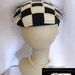 Vintage 1950s - 60s Daytons Hat - Checked Cream and Blue Black - Kentucky Derby Hat
