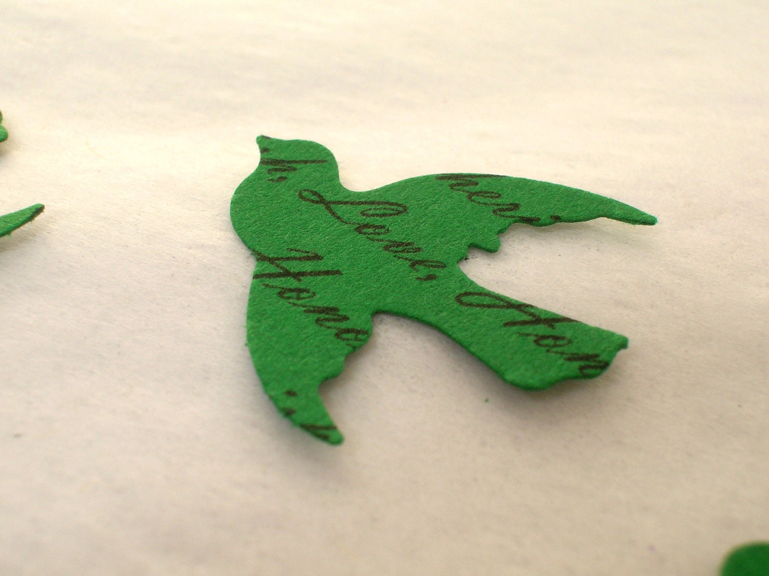 Personalized Paper Confetti // Vintage Wedding Custom Bird Confetti Green
