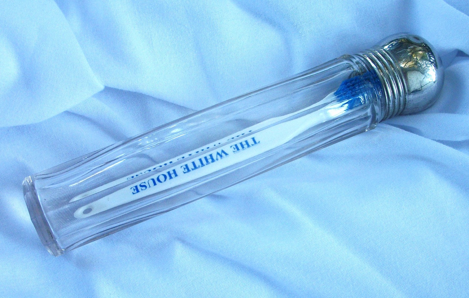 Vintage Fancy Glass Toothbrush Holder Silver by BohemianStarlet