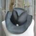 Black straw cowboy hat by Shady Brady, handmade in the USA, size small.