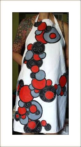 Full Apron, Hand Painted Design, Abstract Art, Unique Accessory, Unisex, Restaurant Apron, Wearable Art