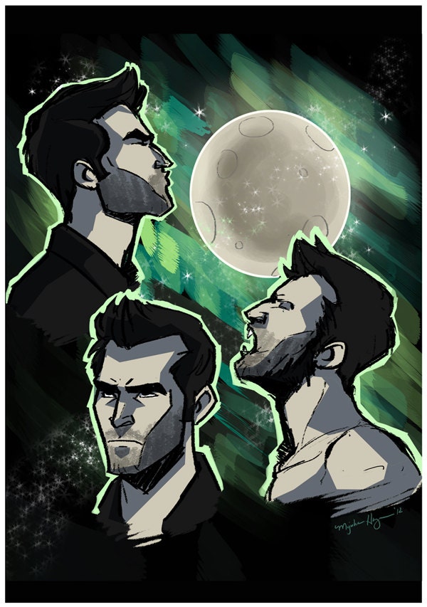 Three Derek Moon--Small 5x7 Print