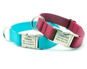 HEAVY DUTY Webbing Dog Collar with Laser Engraved Personalized Buckle