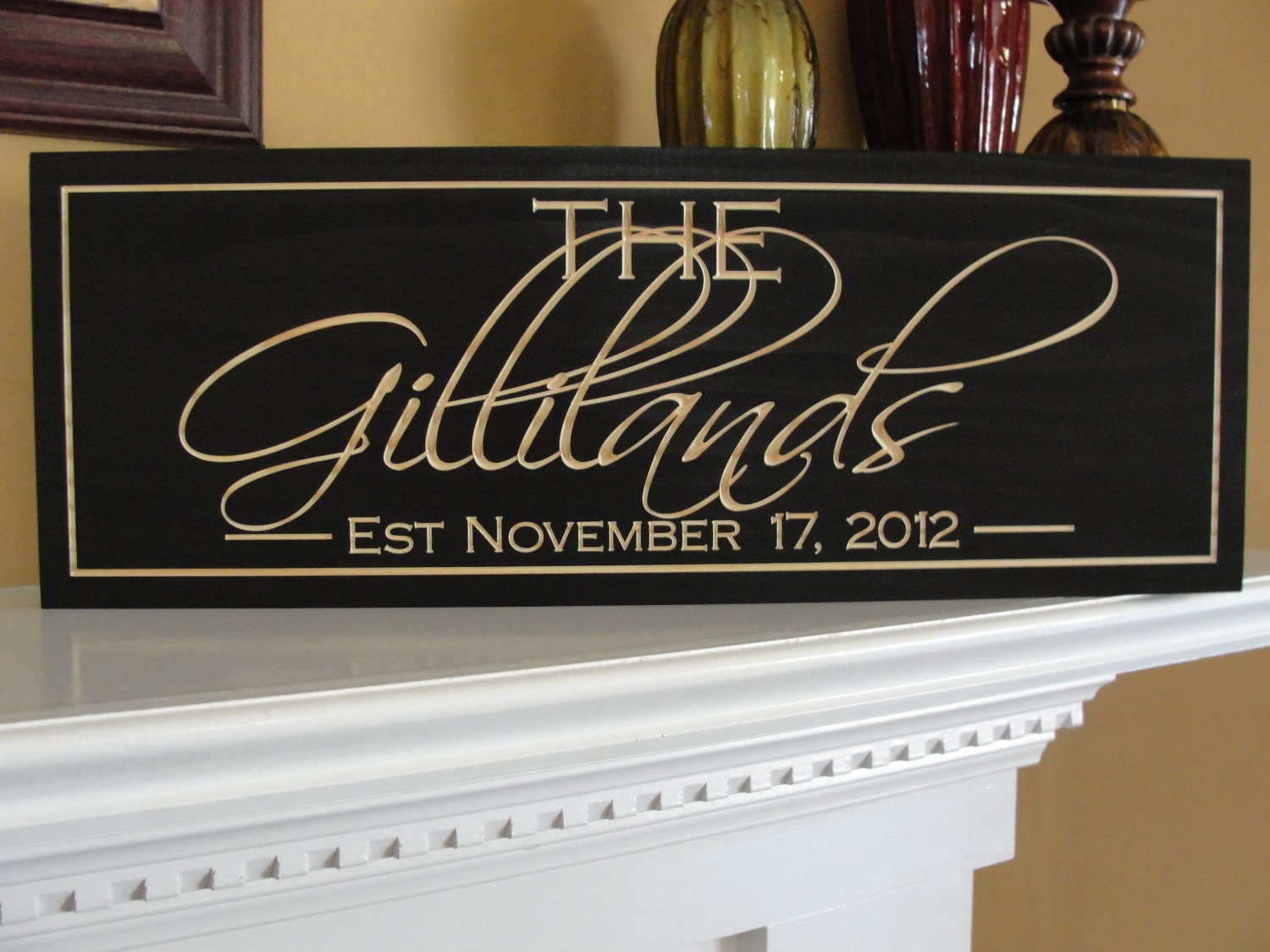 Personalized Family name signs last name signs Bridal shower decor Engraved signs Custom Personalized wedding gift Established family signs