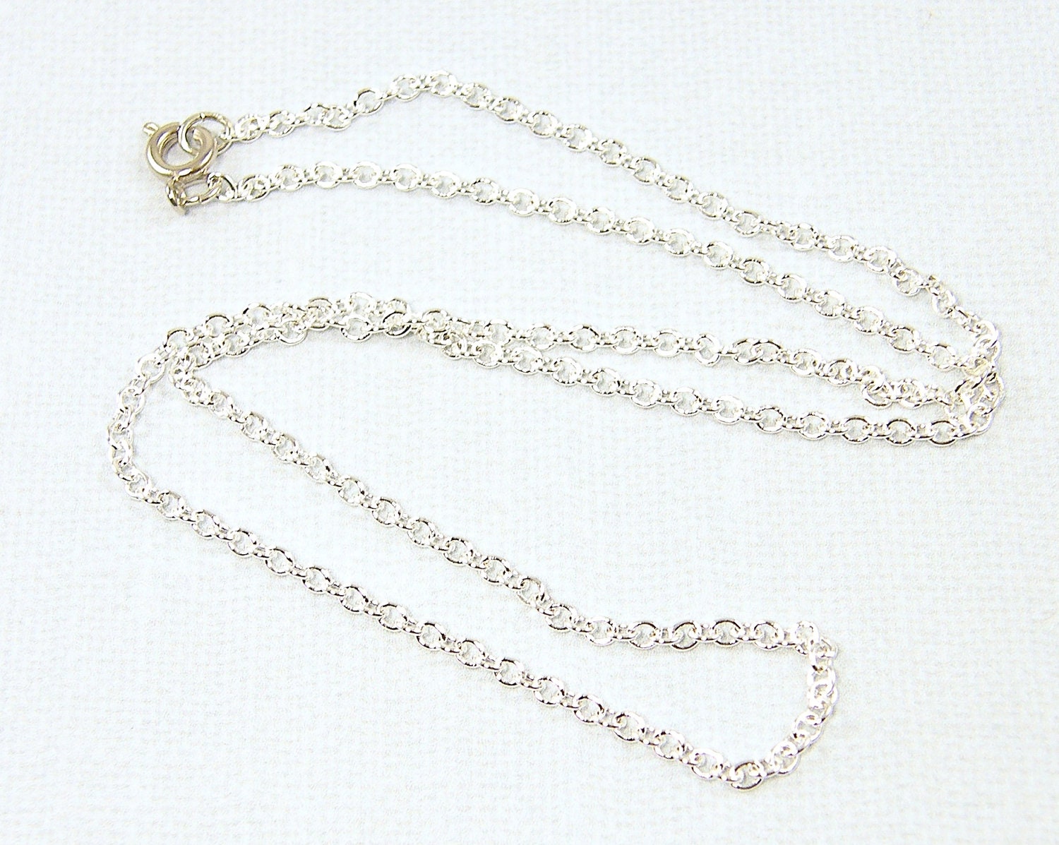 Silver Chain Necklace - 18 Inch Small Link Silver Plated Cable Chain