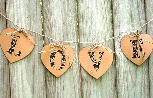Rustic Love Banner - Shabby Chic Garland - Love Wedding Banner - Wedding Garland -  Bridal Shower Banner