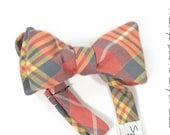Wedding Mens Bow Tie City Of Glass -  Plaid red, yellow green plaid bowtie