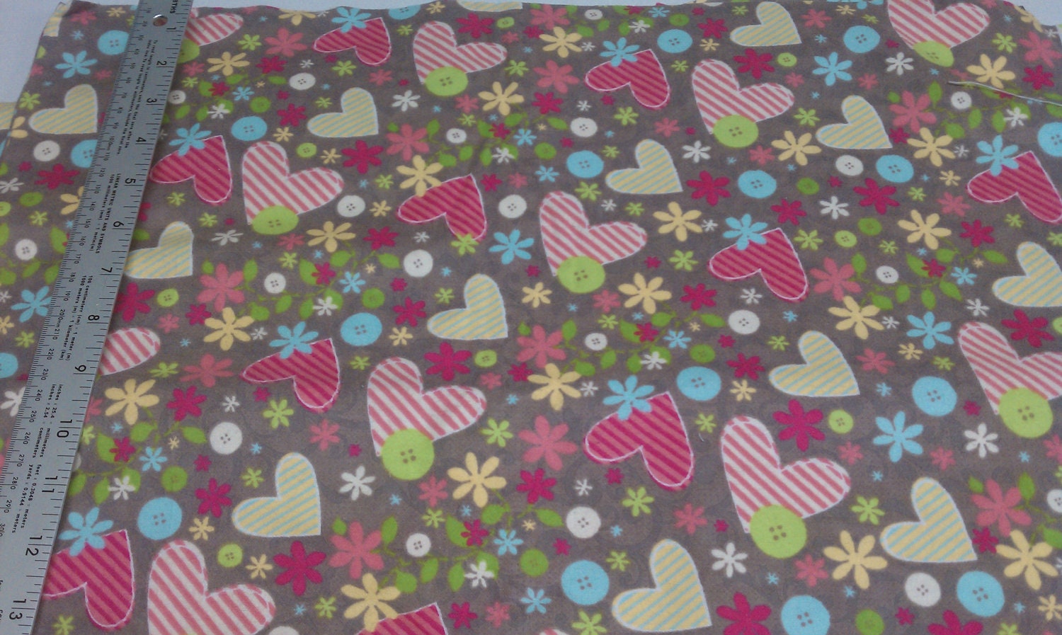 Hearts and Buttons Flannel Crib Sheet