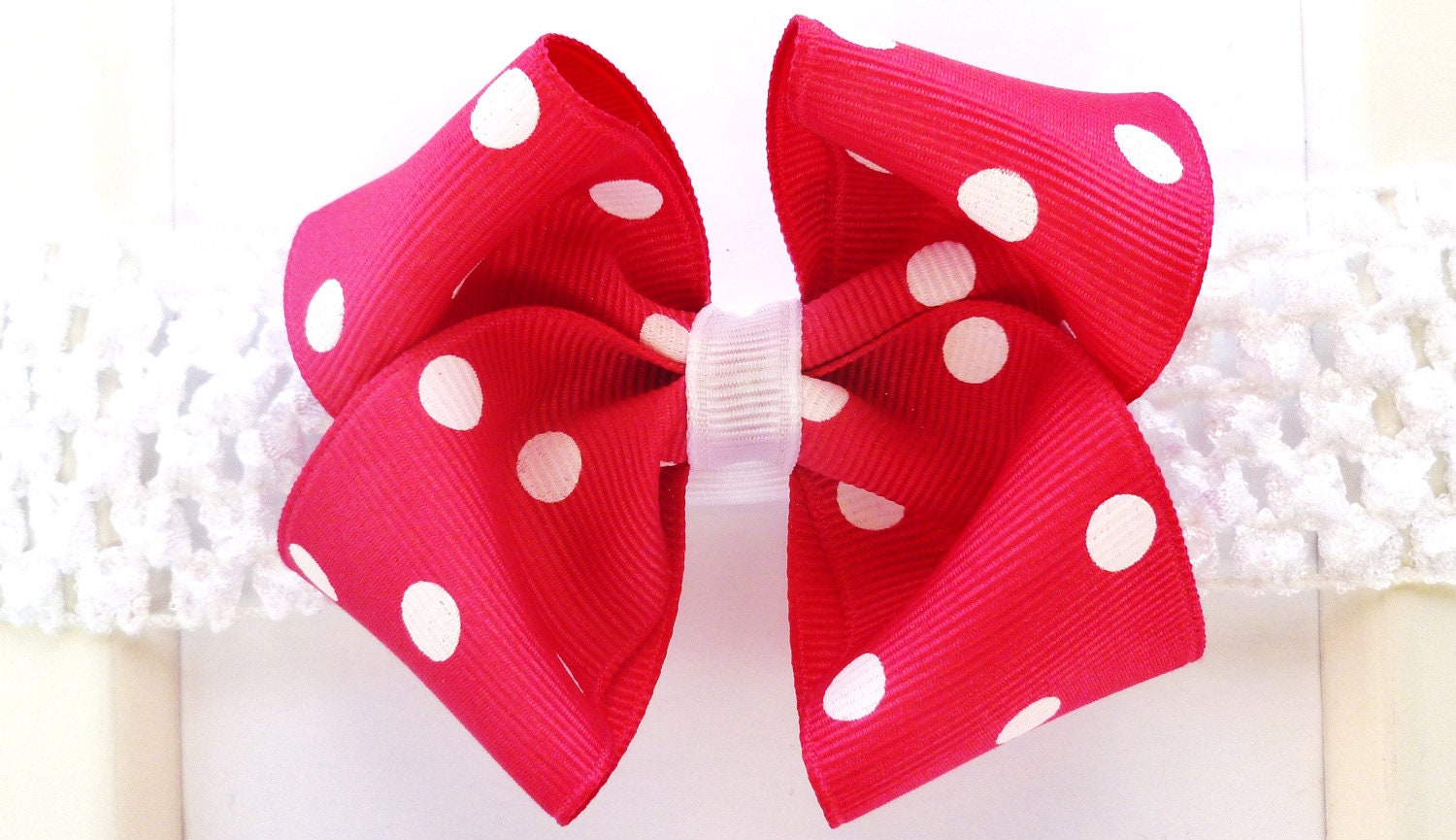 pink and white polka dot headband--miss mouse 1st birthday party favor/gift idea for baby toddlers and big girls--