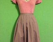 Vintage 1980s Cream Accoridan School Girl Style Handmade Skirt M/L Women Boho Hipster Indie For Her Gift Clothing Fall Winter Spring Summer