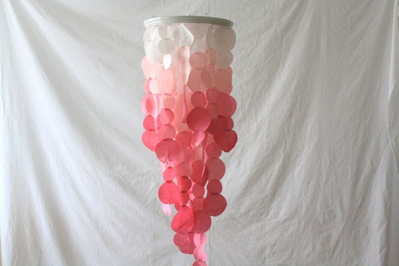 Fabric Ombre Hanging Chandelier Wedding Decoration MADE TO ORDER in white and shades of pink - ombre style unique wedding decoration