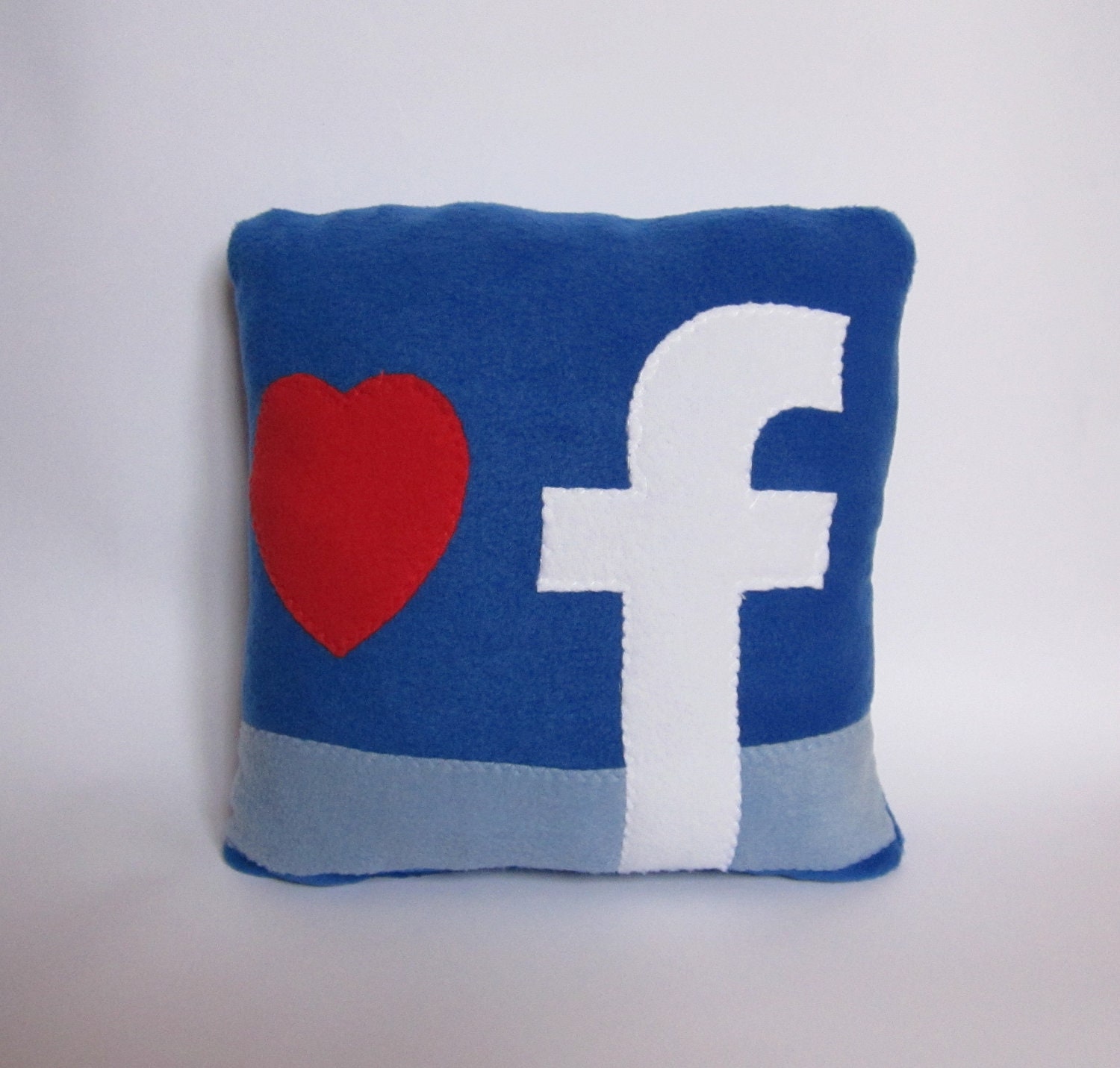 Decorative Pillows - Love Facebook Pillow - Handmade Pillow - 12x12 Blue Geekery Pillow