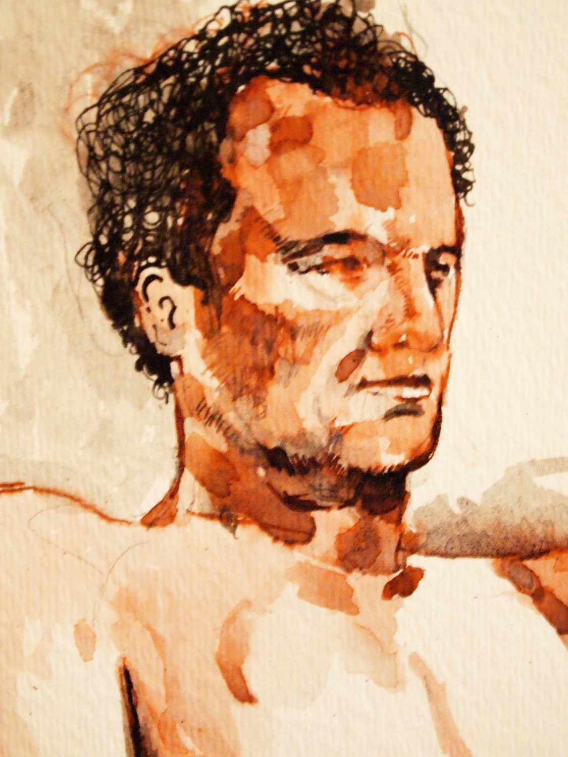 Figure Painting. Watercolor. Ink Wash. Male Nude. Chicago. Kansas City, Missouri. Original