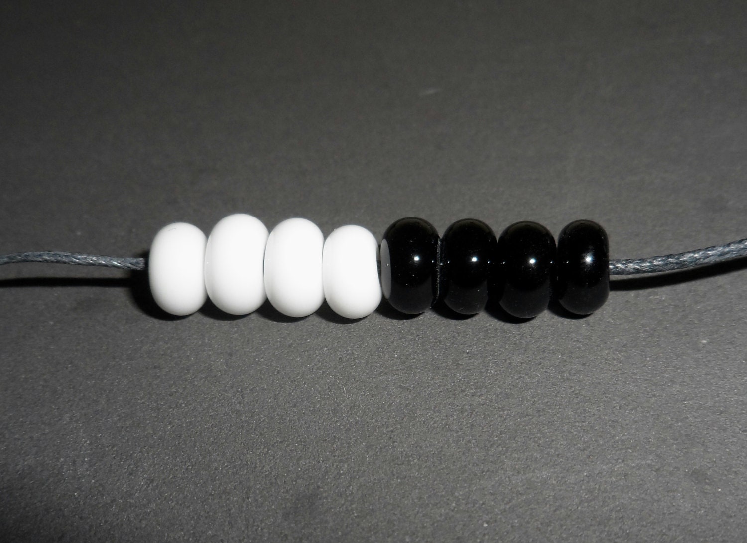 Black and white. Handmade Lampwork spacer bead set SRA CPteam FHFTeam