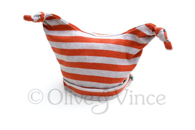 SALE - Tangerine orange toddler hat striped - SIZE 0-3 months - Ready to ship