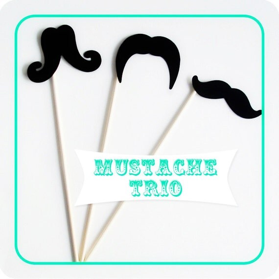 100 Mustache on a Stick Wedding Photo Booth Props - Mustache Trio Il_570xn