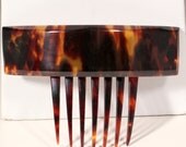 Antique Victorian Hinged Hair Comb Turtoiseshell Large Rounded  Flecked  French