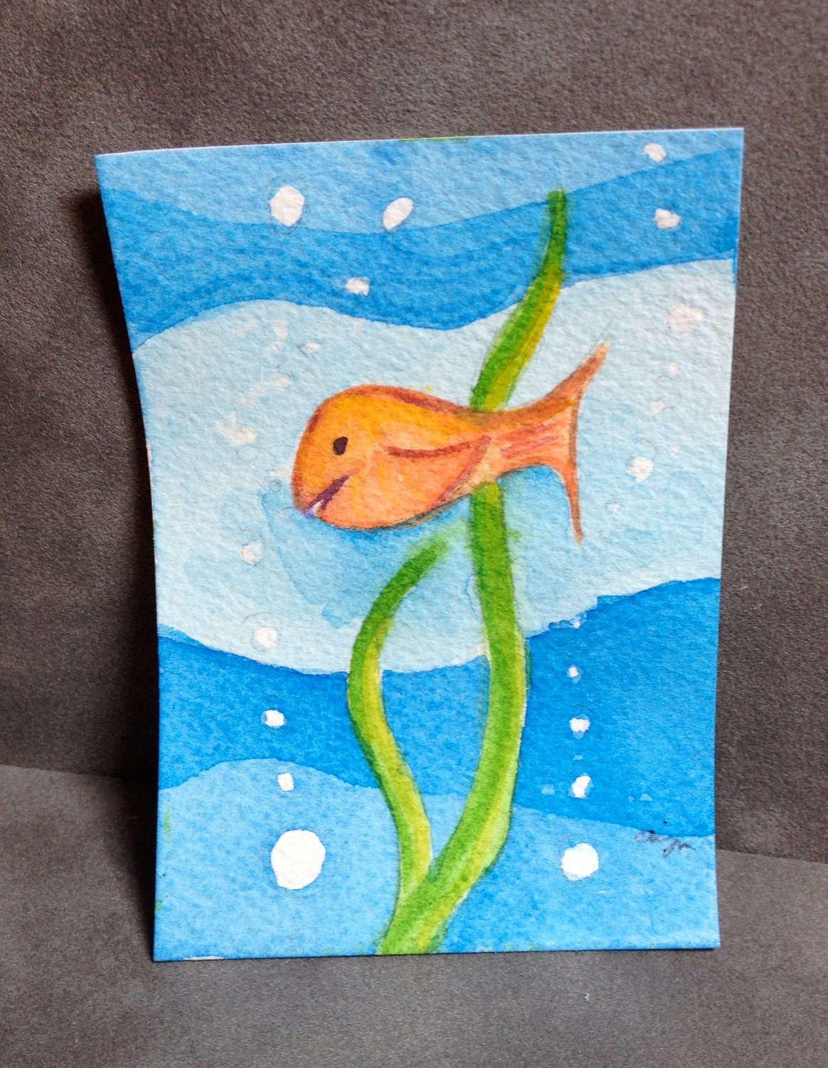 Original watercolor ACEO of an Underwater Fish