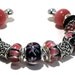 Pink Black Bracelet Cuff with Large Hole Beads