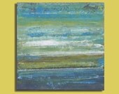 Abstract Seascape Painting in Blue and Green - Cool Blue Waters (8x8) Original Acrylic Wall Decor - Sage Mountain Studio