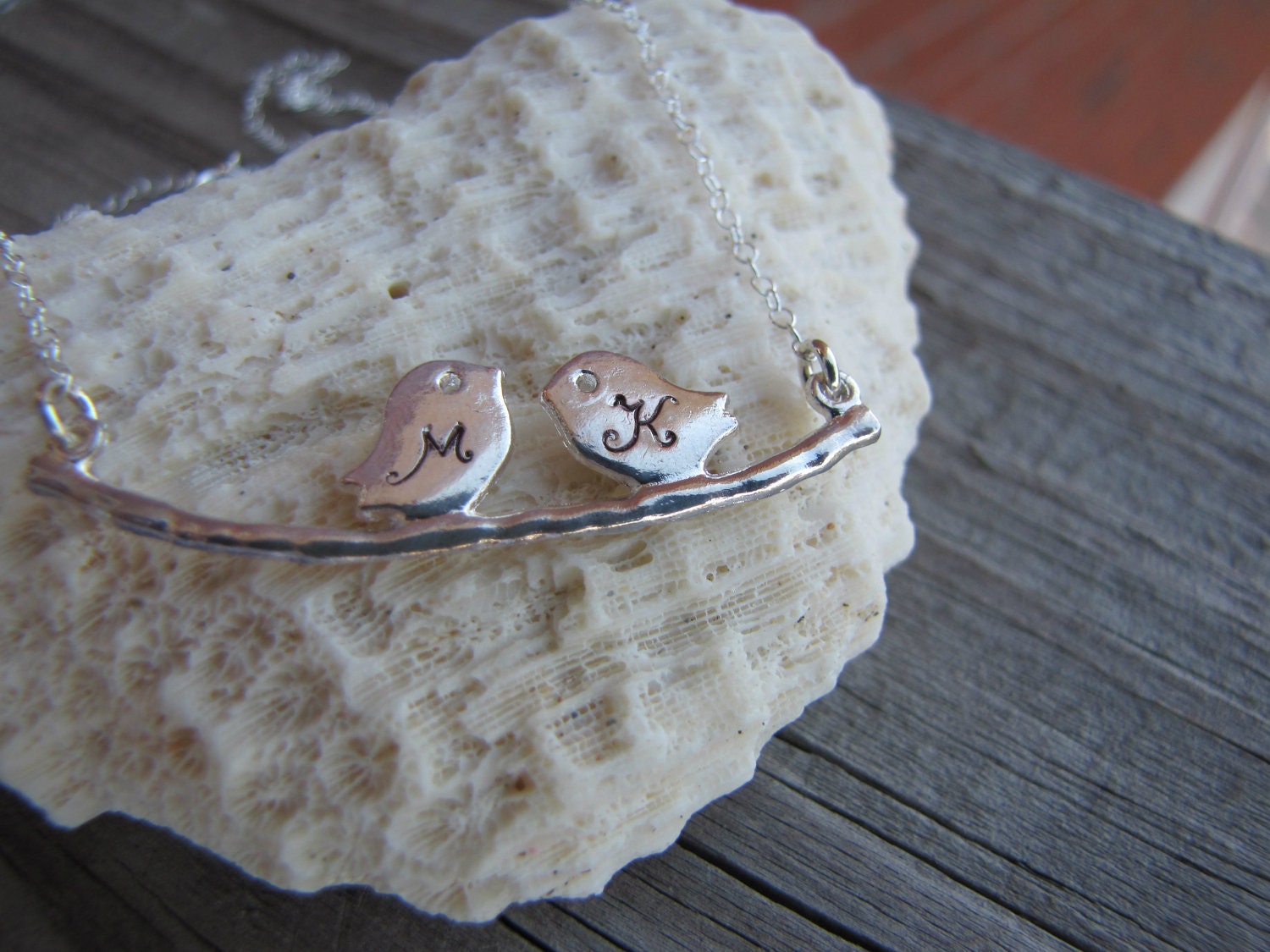 Buy best anniversary gifts - PERSONALIZED - Love Birds Necklace - Hand Stamped Jewelry - Friendship gift, Best Friends, Birthday, Anniversary Gift
