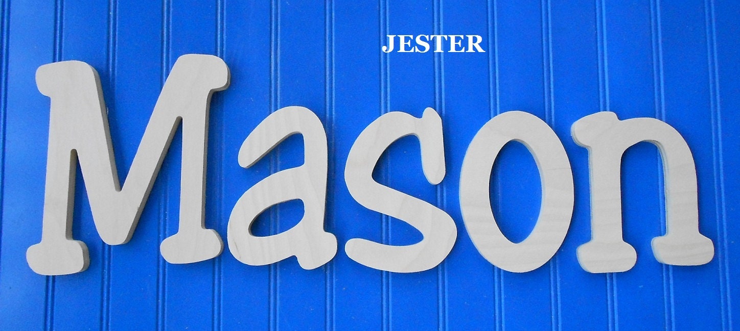 SALE 2.79 per letter :) 10" Size Unpainted Wall Letters Wooden (7.00 shipping on entire order) Jester Font Gifts and Decor