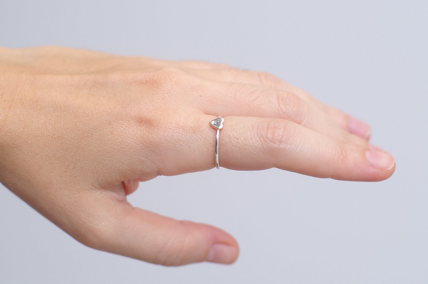personalized stacked jewelry Heart Ring - Sterling Silver Heart ring with your choice of Initial