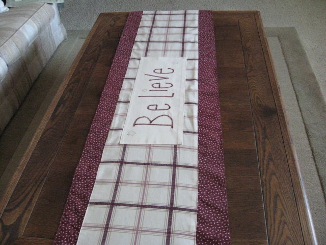 Believe Burgundy Table Runner Christmas Decorative Runner Home Decor Holiday Decoration