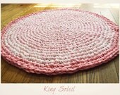 Crochet Rug Pink Gingham Nursery Children's Circle Cotton Rug Custom Colors