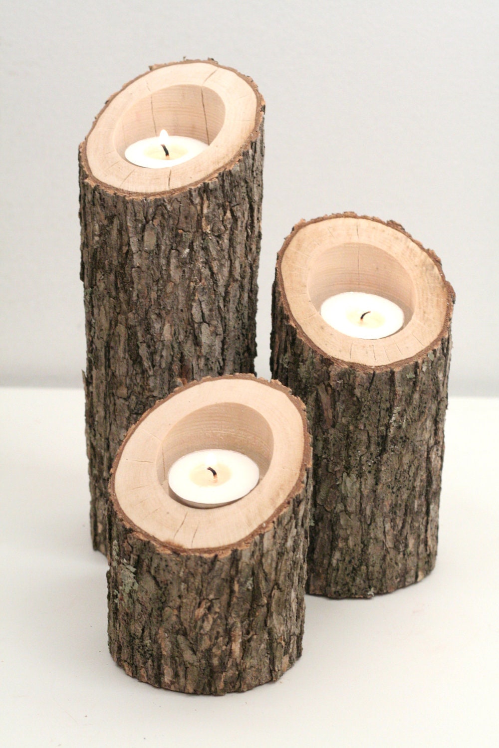 Tree Branch Candle Holders IV- Rustic Wood Candle Holders, Tree Slice, Wooden Candle Holders, Wedding Centerpiece