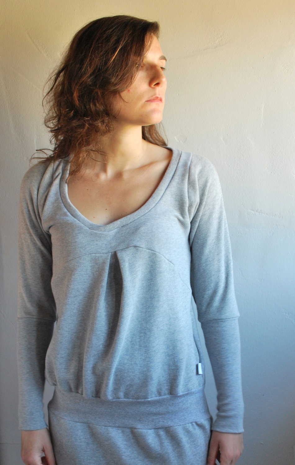 Grey Dress NANA  Women sweatshirt sweater /   Gift for her / Women fashion