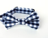 Navy Gingham Bow Tie -Baby Toddler Child Boys - Wedding - photo prop